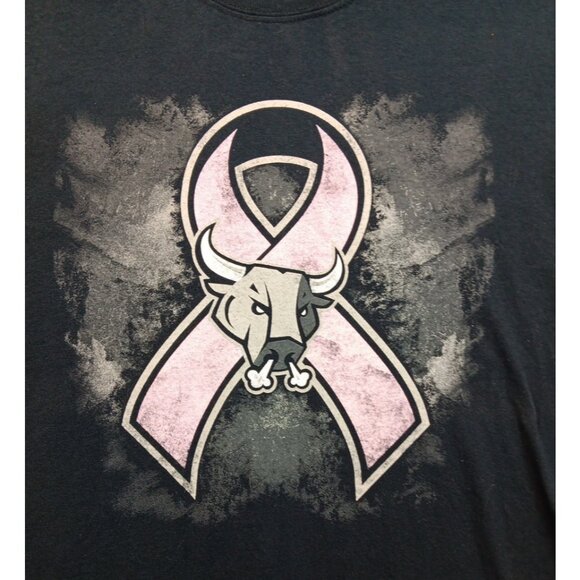 "Pink In the Rink" Womens  2XL Black T-Shirt Hockey/Cancer Pink W Bull - Picture 3 of 6